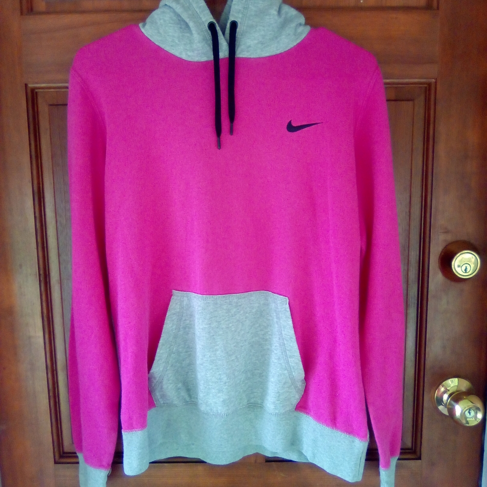 Nike Women's Pink and Gray Hoodie